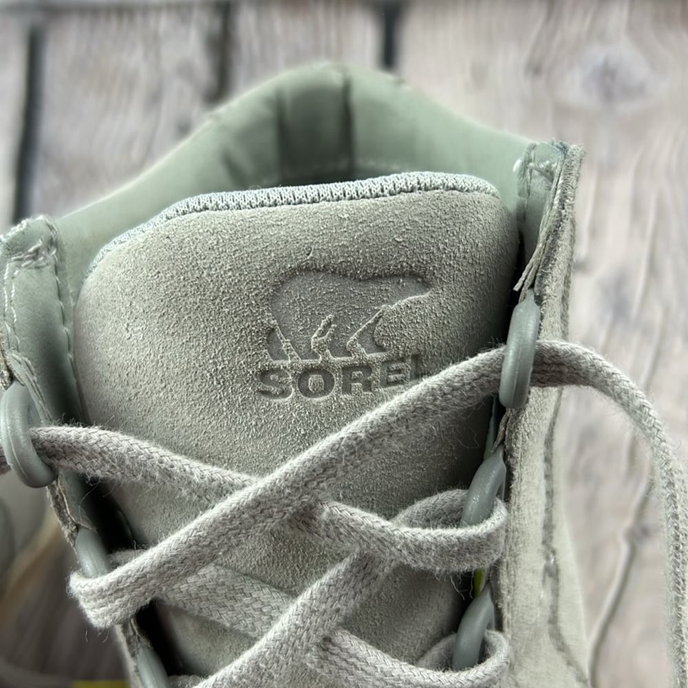 SOREL OUT ‘N ABOUT II Dove Quarry Gray Soft Suede Lace Up Wedge Boot Sneakers - Picture 13 of 17